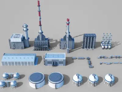 Oil Refinery 3D model