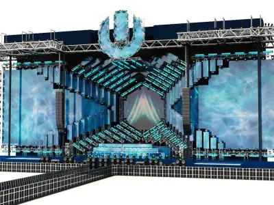 UMF Ultra Music Festival Miami Main Stage 2018 With Pioneer DJM Low-poly 3D model