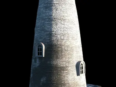 Lighthouse and Cabin Antiquated Style with PBR Materials 3D model