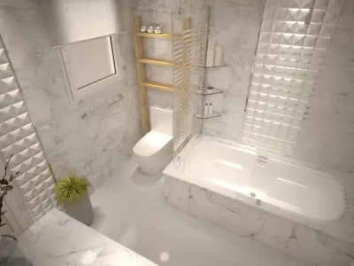 Bathroom with vanity and mirror 3D model