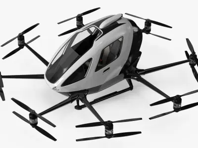  Autonomous Air Taxi Pod Static White 