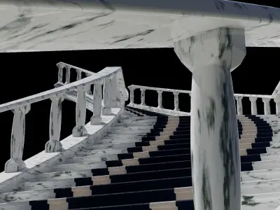 Architectural Marble Staircase Low-poly 3D model