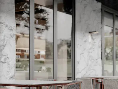 Modern outdoor architecture landscape cafe book bar park 3D model