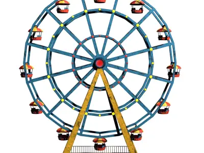old cartoon ferris wheel Low-poly 3D model