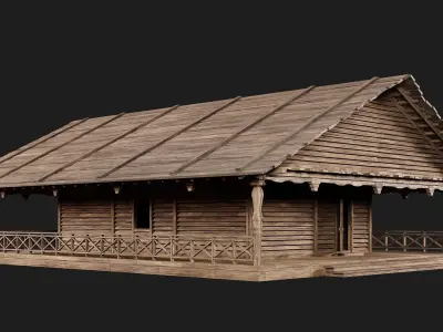 Old Wooden House 4K Textures GameReady 142 Low-poly 3D model