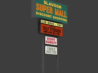 Mall Sign Billboard Low-poly 3D model