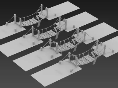 Rope Bridge Low-poly 3D model