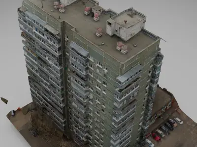 Old Soviet Panel Residential Building 3D model