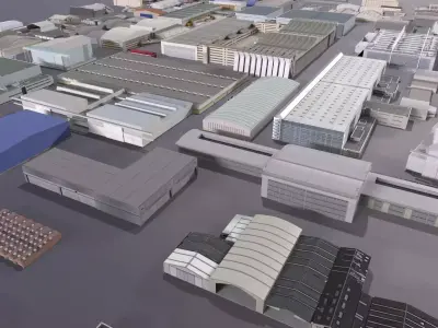 Background Hangars Pack With LODs Low-poly 3D model