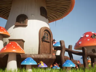 Mushroom House Low-poly 3D model