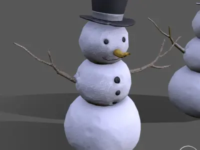 low poly snowman with hat Low-poly 3D model