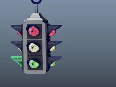 Stop Traffic Light Pole with Changing Lights  Free low-poly 3D model