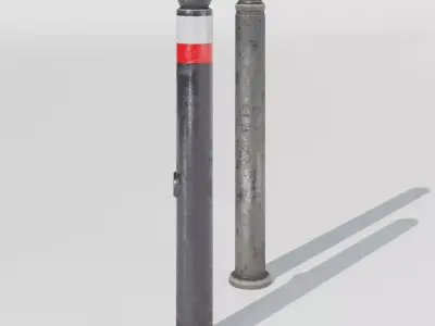 Realistic European Street Bollards Low-poly 3D model