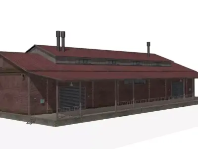 brick warehouse Low-poly 3D model