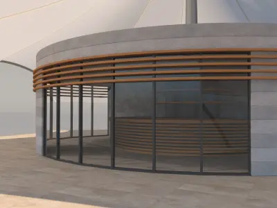 Cafe with Membran Canopy 3D model