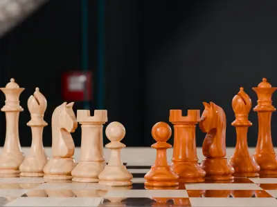 Wooden Chess Low-poly 3D model