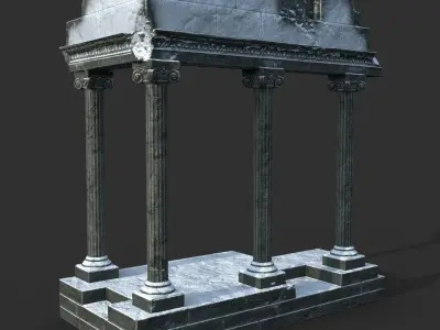 Low poly Ancient Roman Ruin Construction Pack - Snow Winter Low-poly 3D model