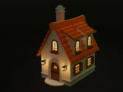 Cartoon House 12 Low-poly 3D model