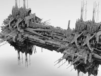 Sci-Fi City dystopia Mega city colony 5  Low-poly 3D model