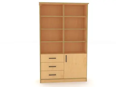 bookshelf 2 cover1 drawer3 Low-poly 3D model