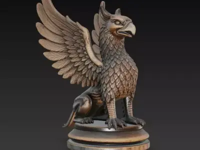 The Regal Griffin Statue Combines Eagle and Lion Features 3D print model