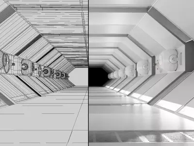 Sci fi Corridor White  Low-poly 3D model