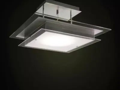 Metal And Glass Hanging Lamp 3D model