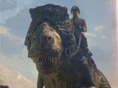 WOLFENSTEIN HITLER ON T-REX MINIATURE MODEL FIGURE SCIFI FANTASY 3D print model