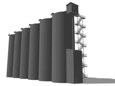 Grain silos - 01 3D model