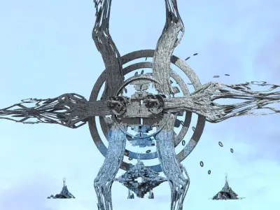interstellar Sci fi Horned array  Low-poly 3D model
