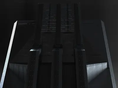 Brutalist Scifi Building  03 3D model