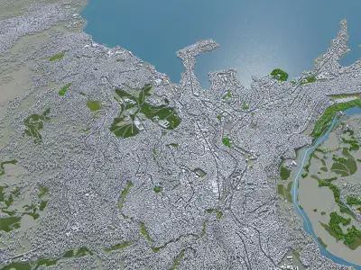 Bukavu Democratic Congo 15km Low-poly 3D model