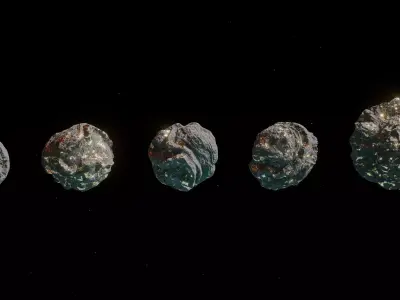 Asteroid Pack - 5 Unique Asteroids- Rocky Ice and Ore Variations Low-poly 3D model