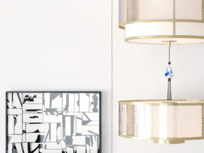 ceiling Chinese lamp style metal 3D model