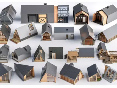 Architecture house backdrop residential  office building city 3D model 13