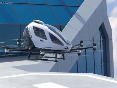  Qiang 217 Passenger Multirotor Aircraft Static White Rigged for Maya 