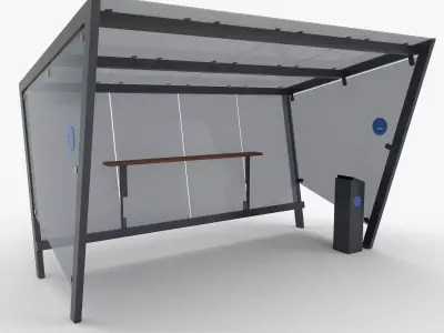 Smoking shelter Low-poly 3D model