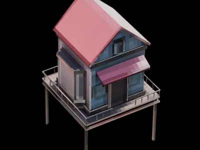Low Poly Buildings and Houses Pack Low-poly 3D model
