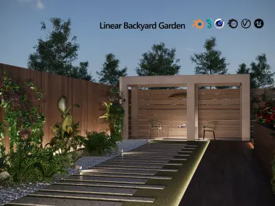 Linear Backyard Garden 3d model 3D model