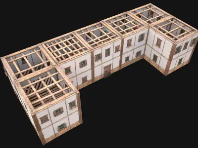 Medieval House Residence 2 Storey Low-poly 3D model