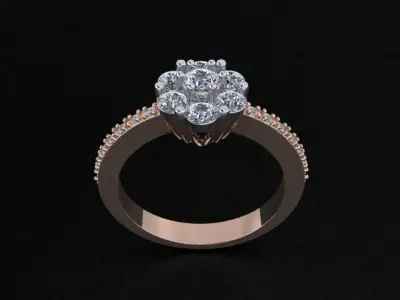 Engagement ring  with  gems CNC model or 3D print model
