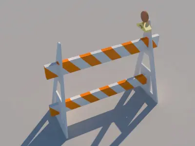 Road stop - Barrier Low-poly 3D model