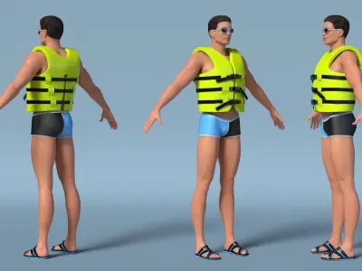  Male in Swimwear and Life Vest 