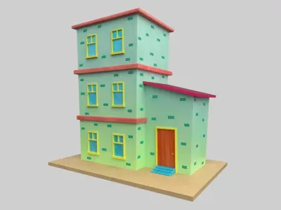 Cartoon Building Low Poly Game Ready Low-poly 3D model