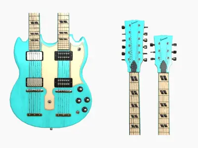 Electric Guitar E04 Light Blue - Music Instrument Design Low-poly 3D model