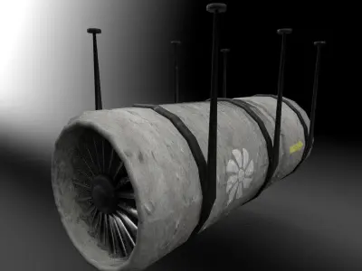 Tunnel Ventilation Fan Model Low-poly 3D model