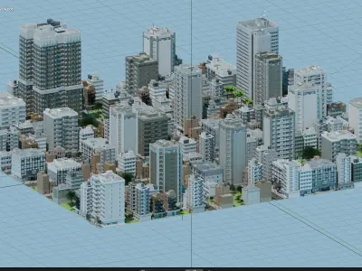 City Downtown Skyscraper Street 3D model