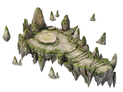 Game model - Hanging Garden - immortal stone platf 3D model