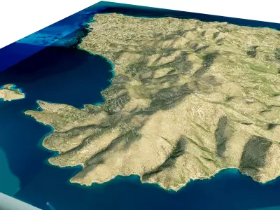 Aegina Island 3D model terrain 3D model