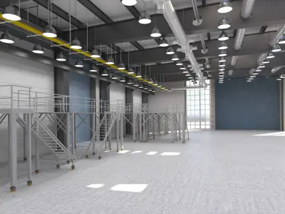 Industrial Warehouse Low-poly 3D model 2